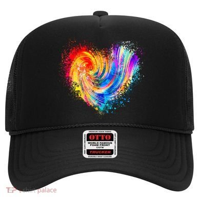Cool Colorful Paint Swirl Splatter Heart Hat