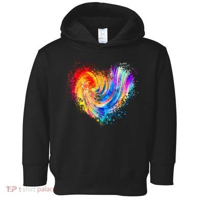 Cool Colorful Paint Swirl Splatter Heart Toddler Hoodie