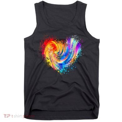 Cool Colorful Paint Swirl Splatter Heart Tank Top