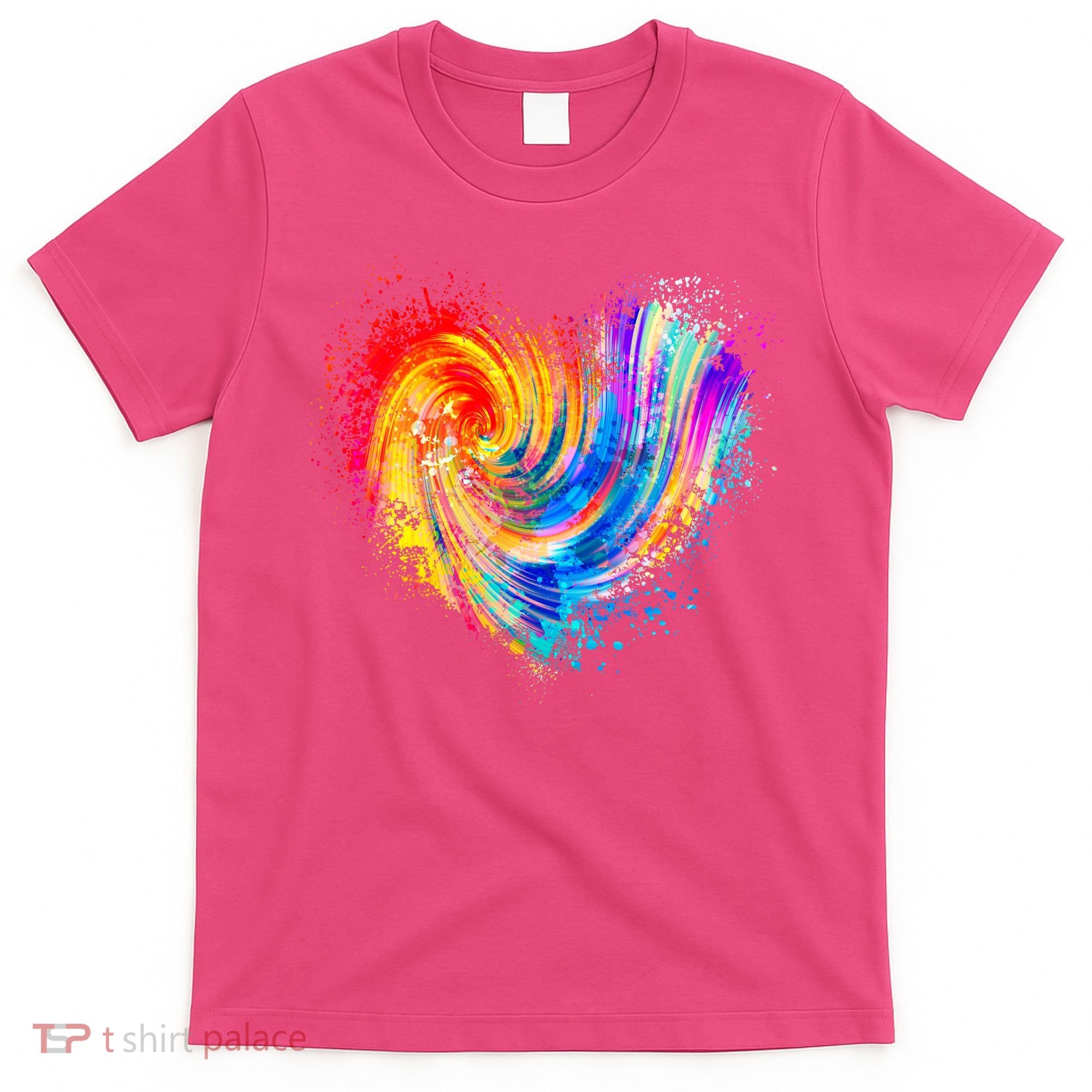 Cool Colorful Paint Swirl Splatter Heart T-Shirt