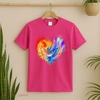 Cool Colorful Paint Swirl Splatter Heart T-Shirt thumb 2