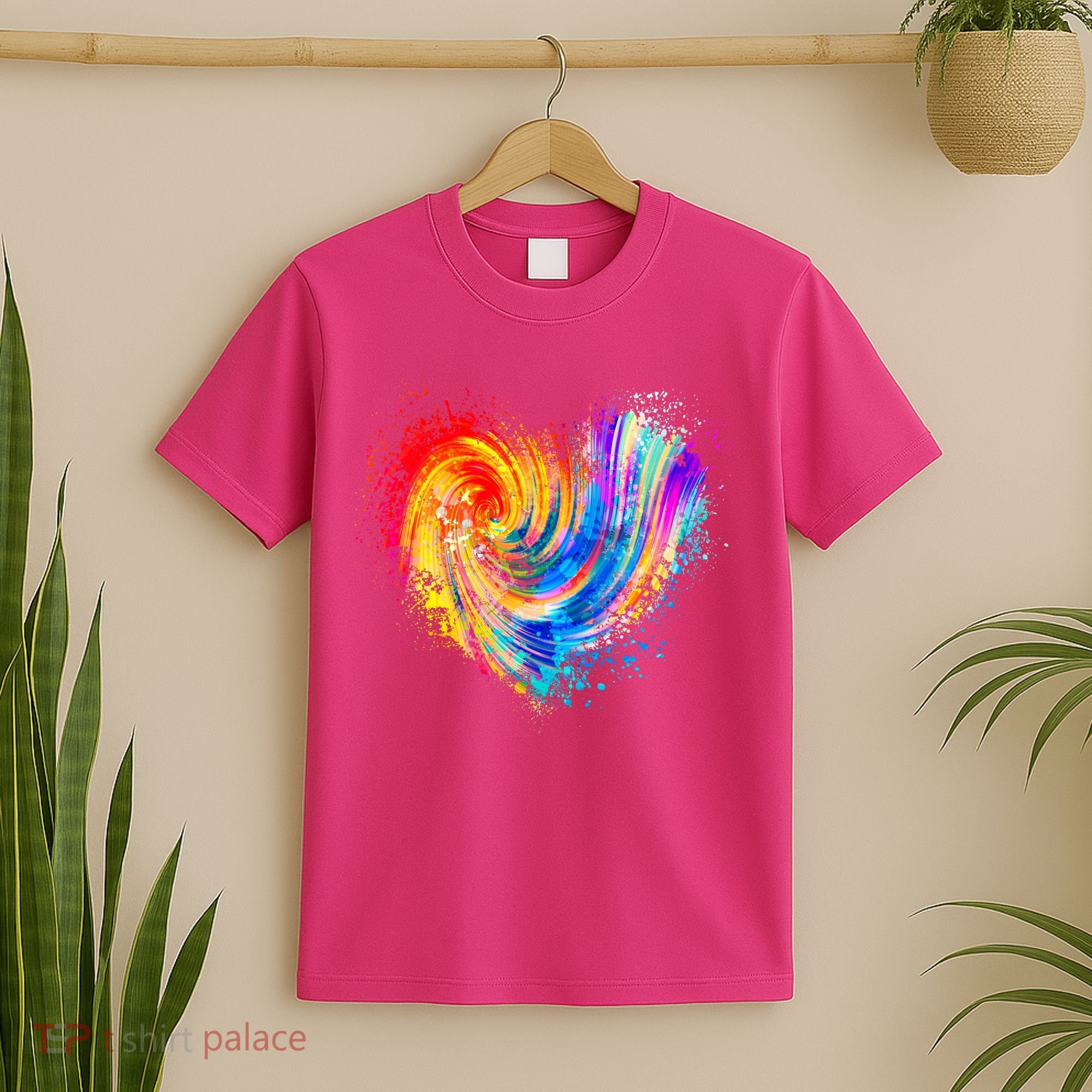 Cool Colorful Paint Swirl Splatter Heart T-Shirt
