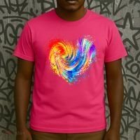 Cool Colorful Paint Swirl Splatter Heart T-Shirt thumb 3