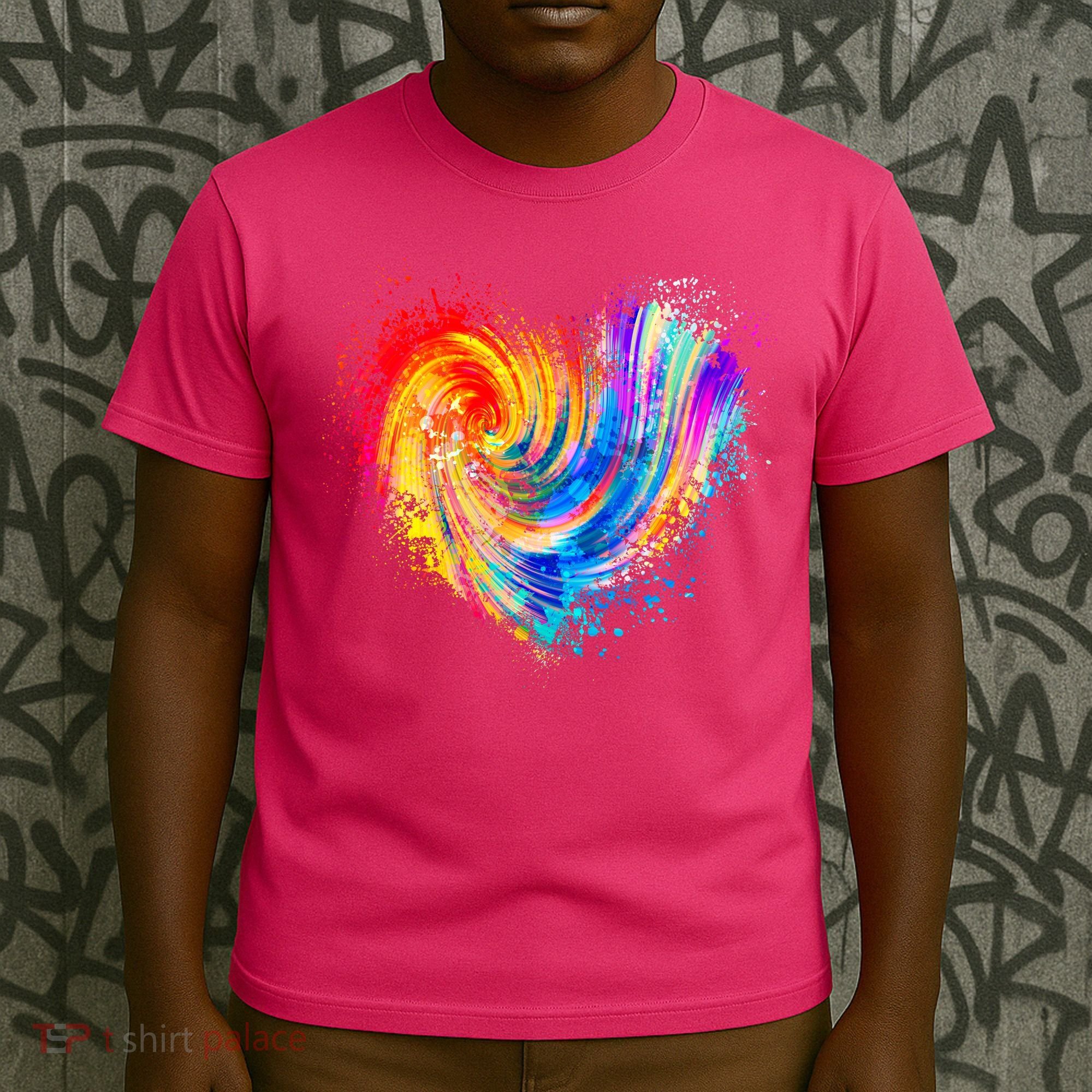 Cool Colorful Paint Swirl Splatter Heart T-Shirt
