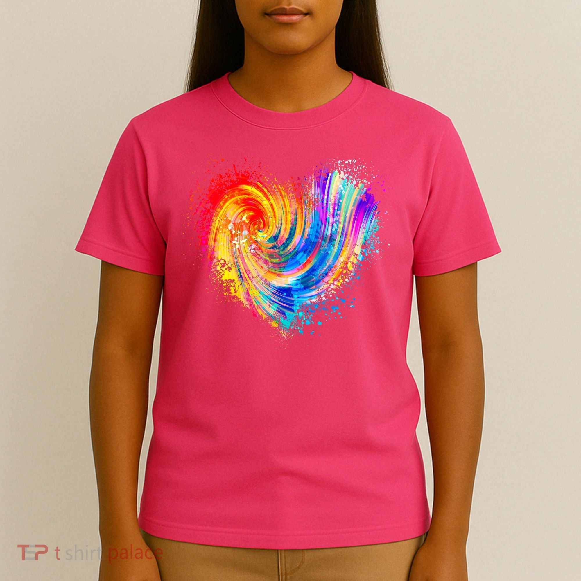 Cool Colorful Paint Swirl Splatter Heart T-Shirt
