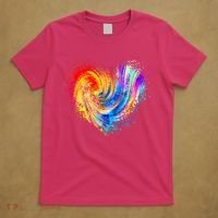 Cool Colorful Paint Swirl Splatter Heart T-Shirt thumb 5
