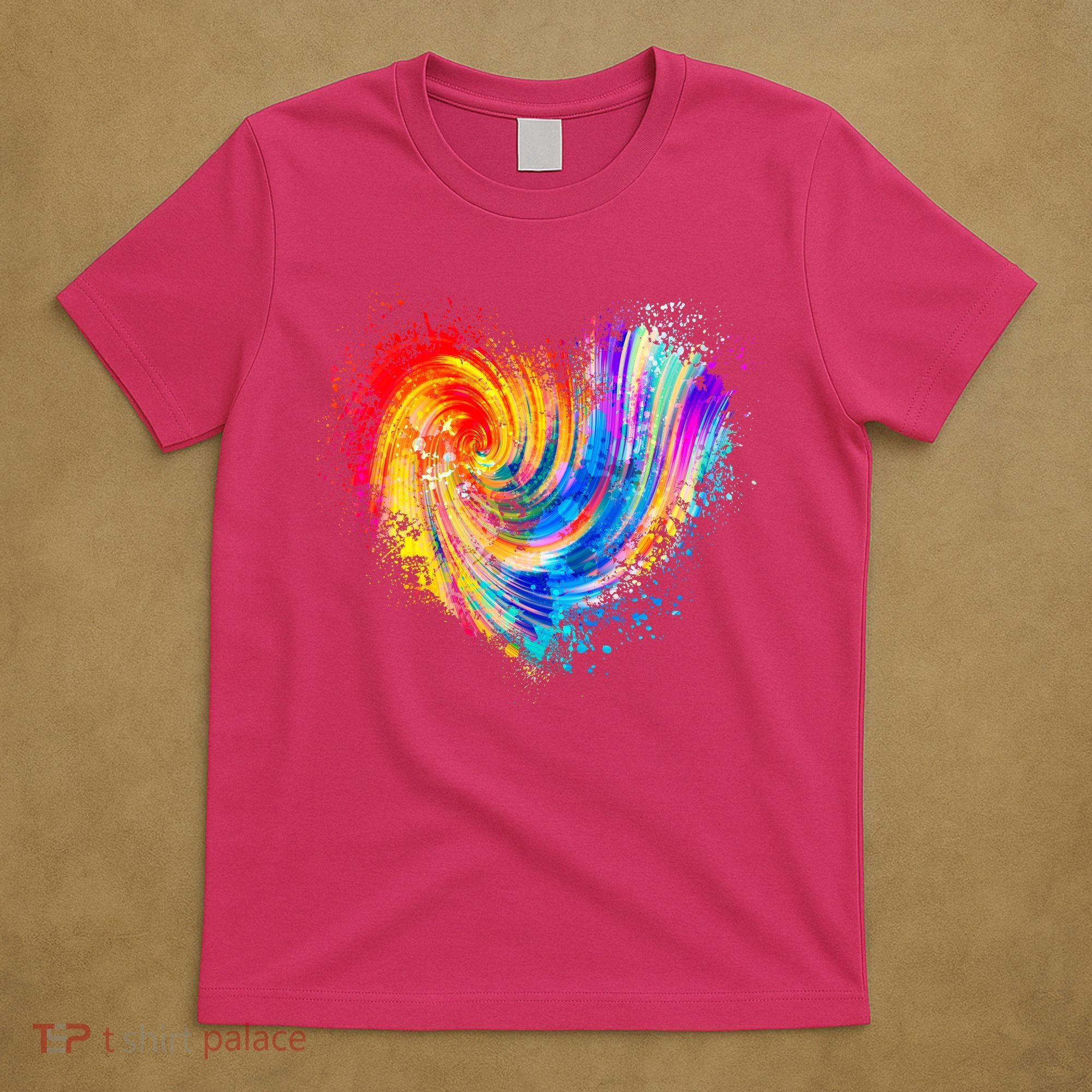 Cool Colorful Paint Swirl Splatter Heart T-Shirt
