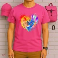 Cool Colorful Paint Swirl Splatter Heart T-Shirt thumb 6