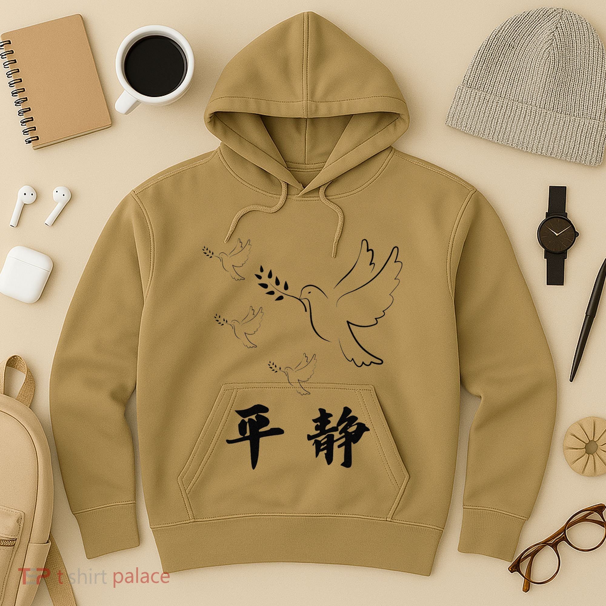 Chinese Characters Ping Jing Peace Hoodie