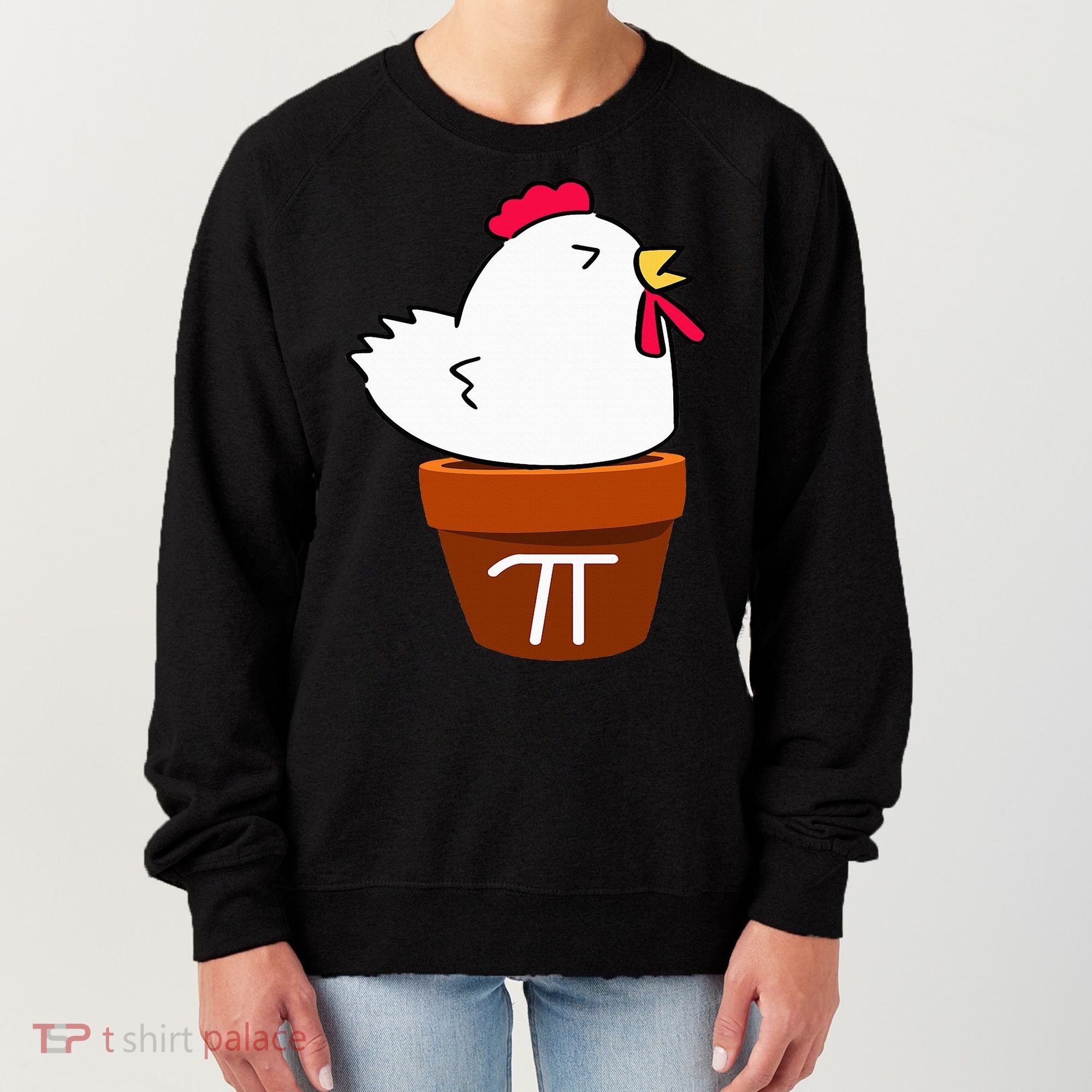 Cute Chicken Pot Pie Funny Math Pun Pi Symbol Women's Sweatshirt