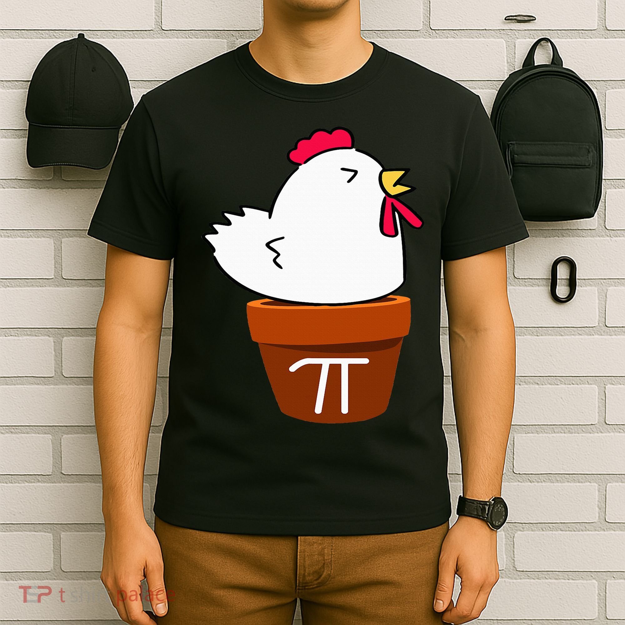 Cute Chicken Pot Pie Funny Math Pun Pi Symbol T-Shirt