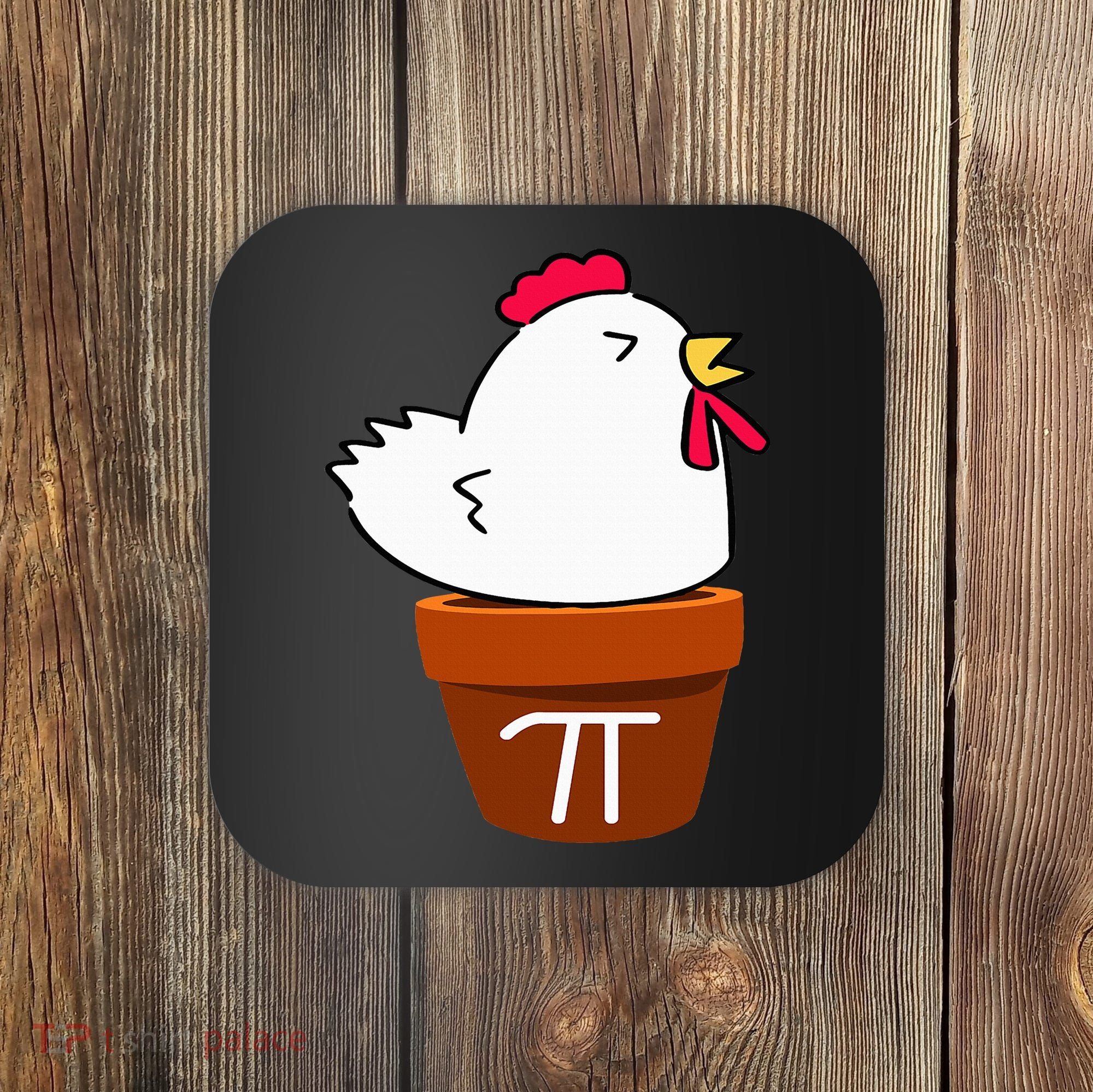 Cute Chicken Pot Pie Funny Math Pun Pi Symbol Coaster