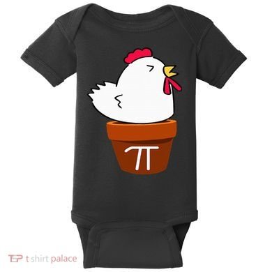 Cute Chicken Pot Pie Funny Math Pun Pi Symbol Baby Bodysuit