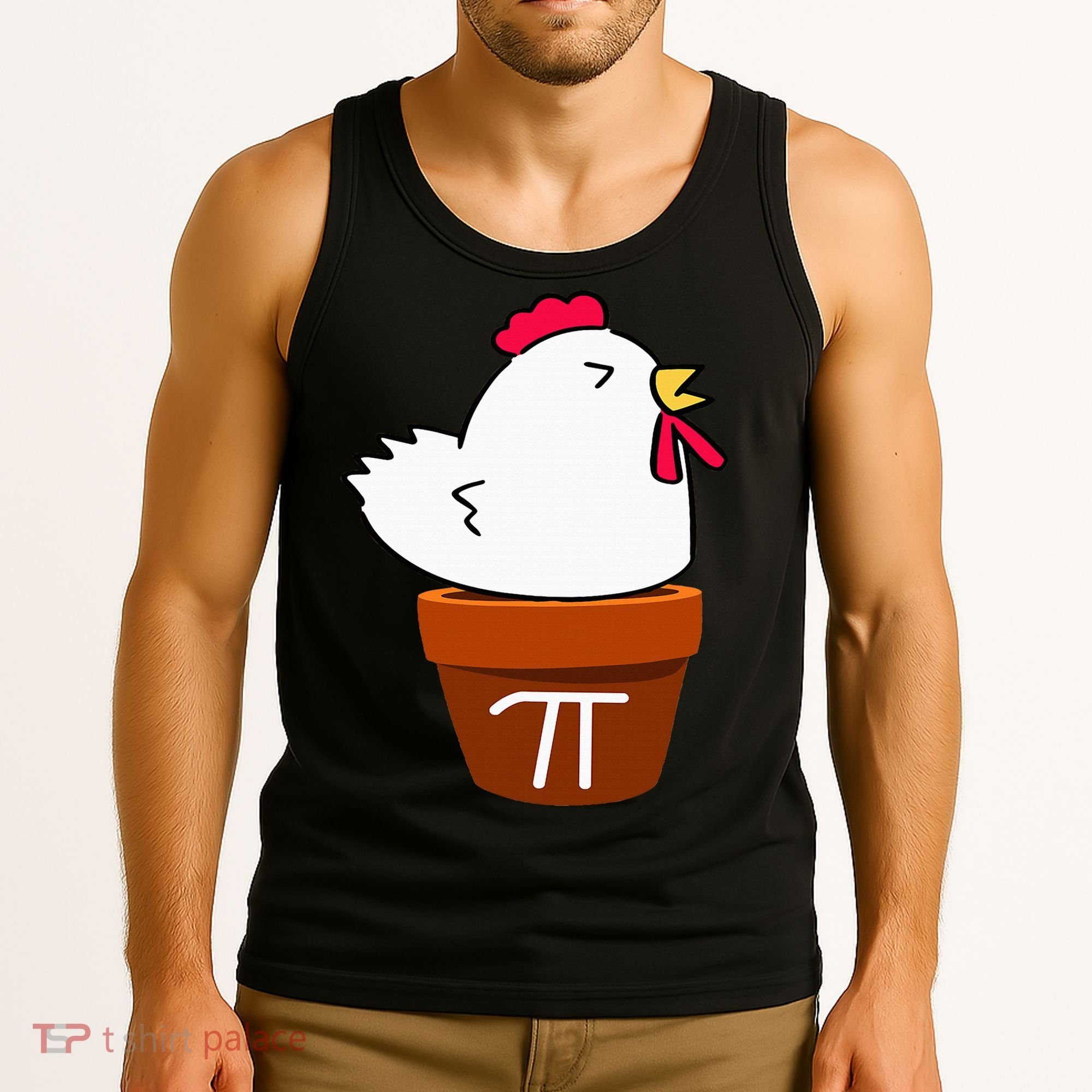 Cute Chicken Pot Pie Funny Math Pun Pi Symbol Tank Top