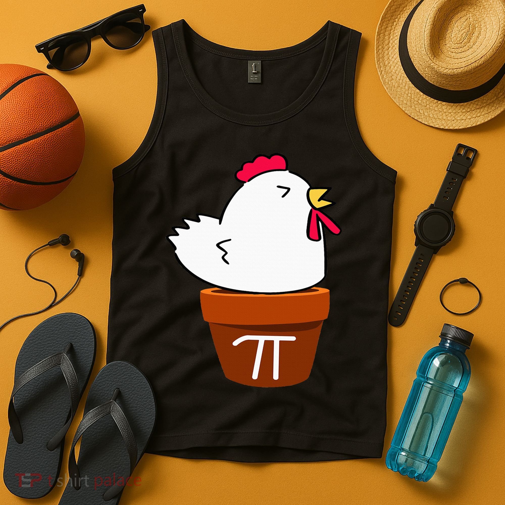 Cute Chicken Pot Pie Funny Math Pun Pi Symbol Tank Top