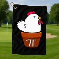 Cute Chicken Pot Pie Funny Math Pun Pi Symbol Golf Towel thumb 1