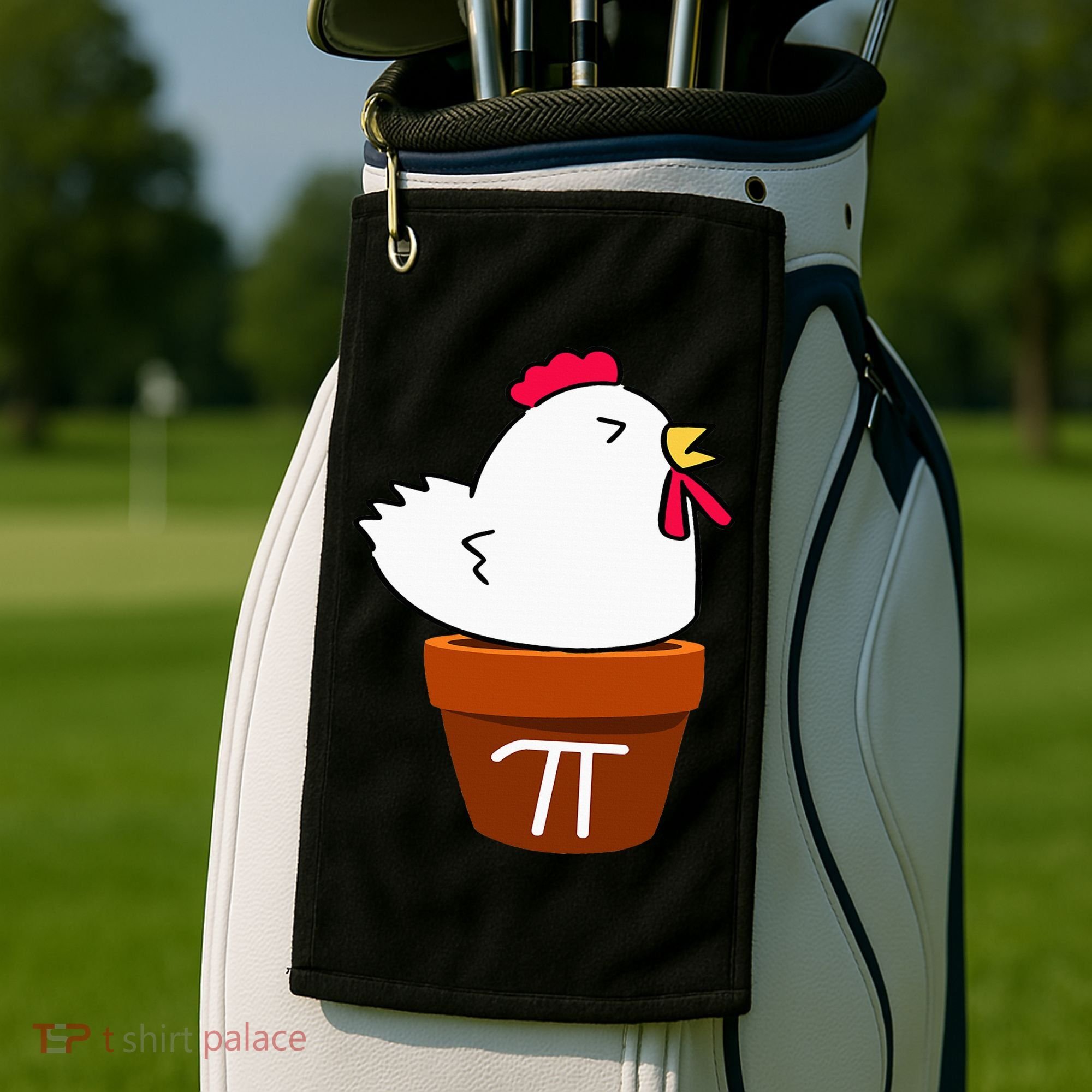 Cute Chicken Pot Pie Funny Math Pun Pi Symbol Golf Towel