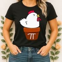 Cute Chicken Pot Pie Funny Math Pun Pi Symbol Women's T-Shirt thumb 2