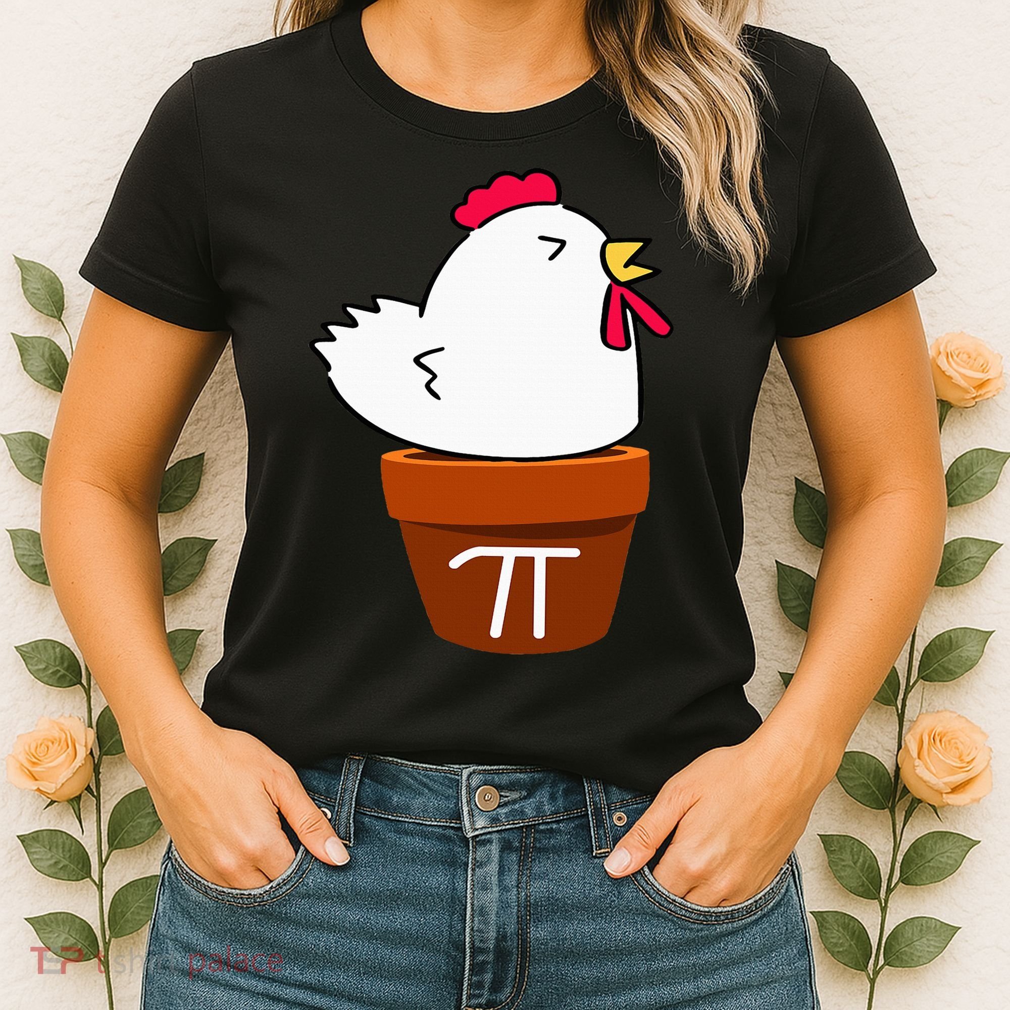 Cute Chicken Pot Pie Funny Math Pun Pi Symbol Women's T-Shirt