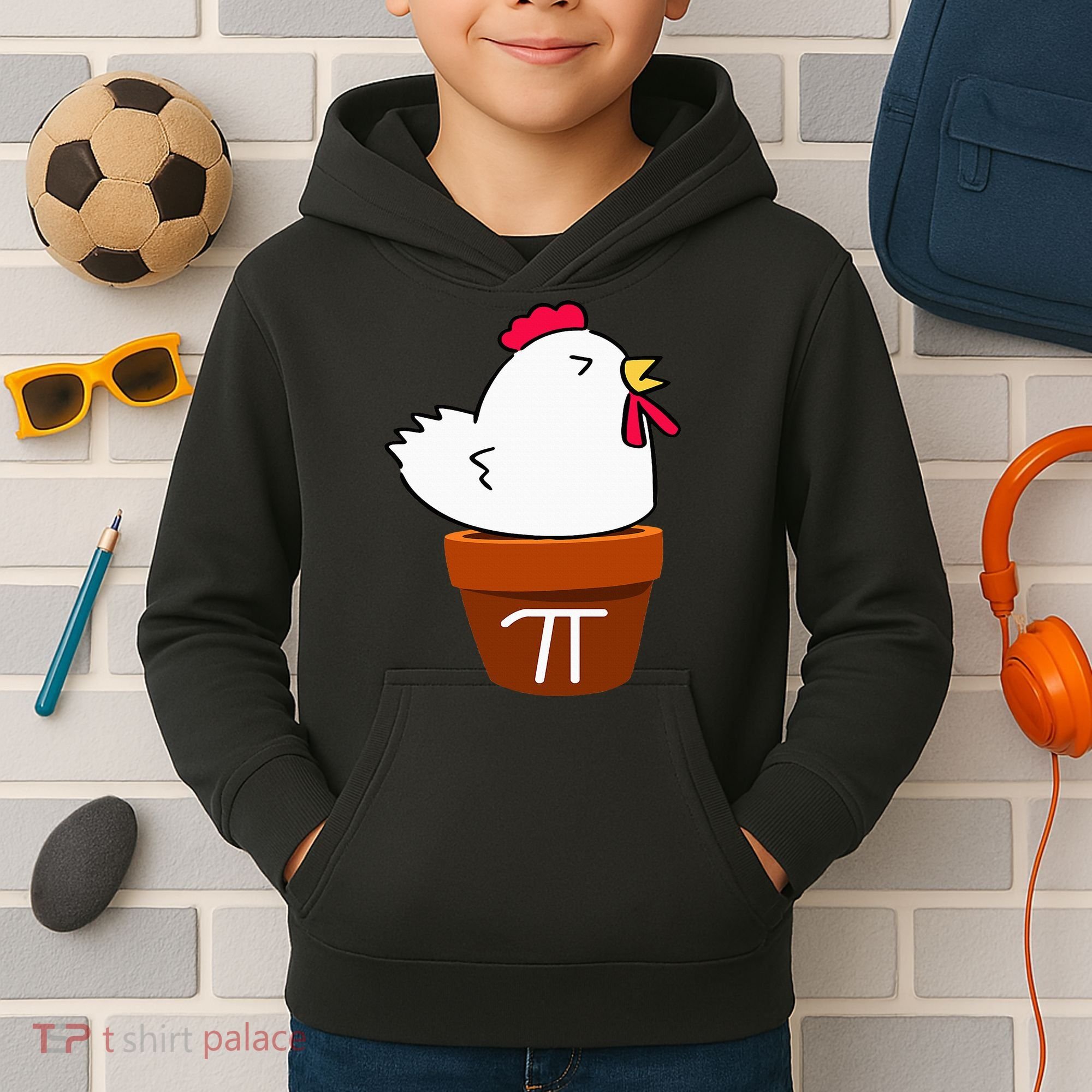Cute Chicken Pot Pie Funny Math Pun Pi Symbol Kids Hoodie