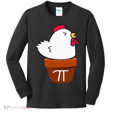 Cute Chicken Pot Pie Funny Math Pun Pi Symbol Kids Long Sleeve Shirt
