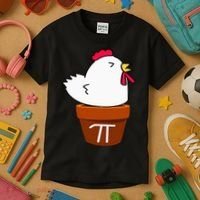 Cute Chicken Pot Pie Funny Math Pun Pi Symbol Kids T-Shirt thumb 3