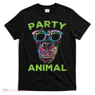 Cute Chimpanzee Party Animal Lover Colorful Monkey T-Shirt