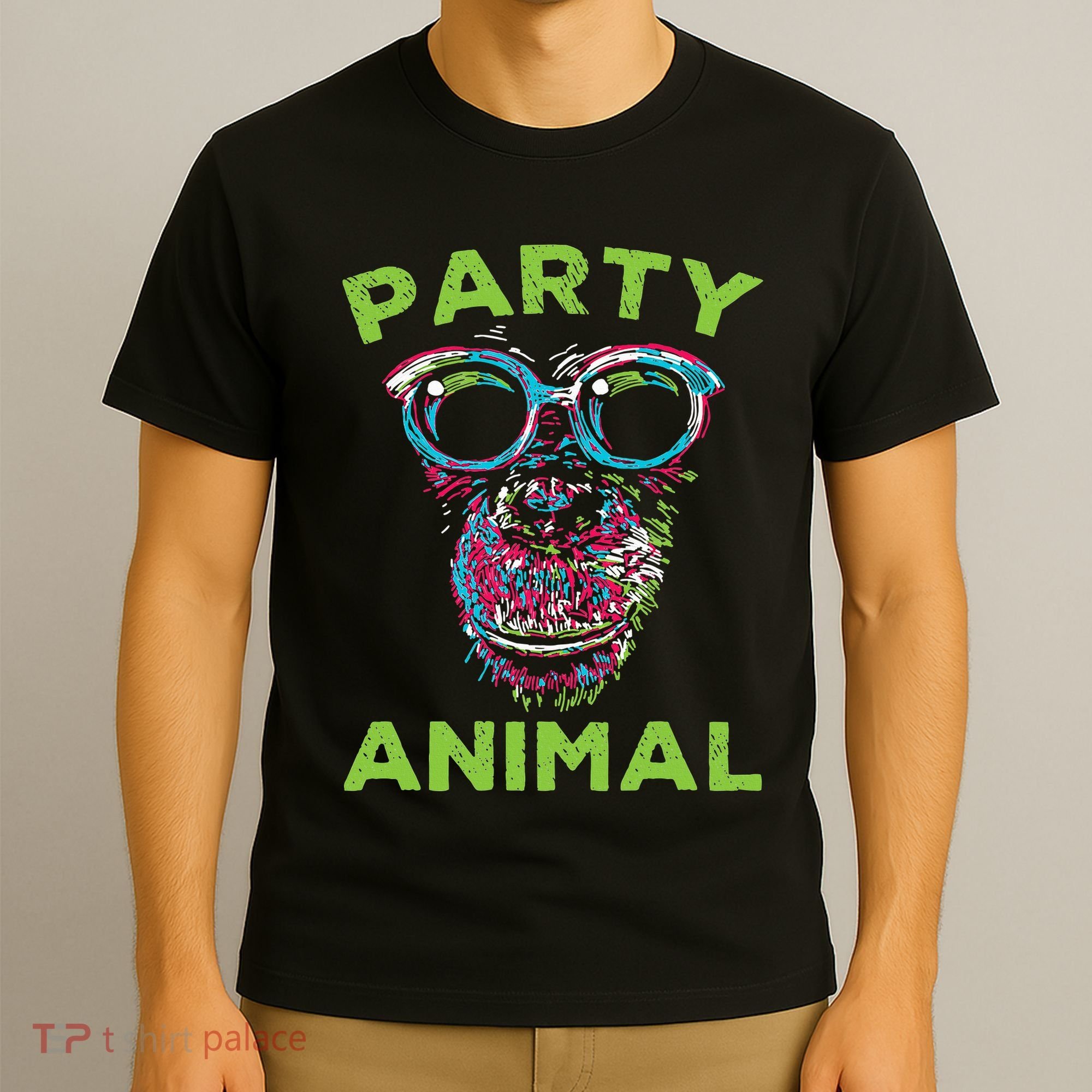 Cute Chimpanzee Party Animal Lover Colorful Monkey T-Shirt