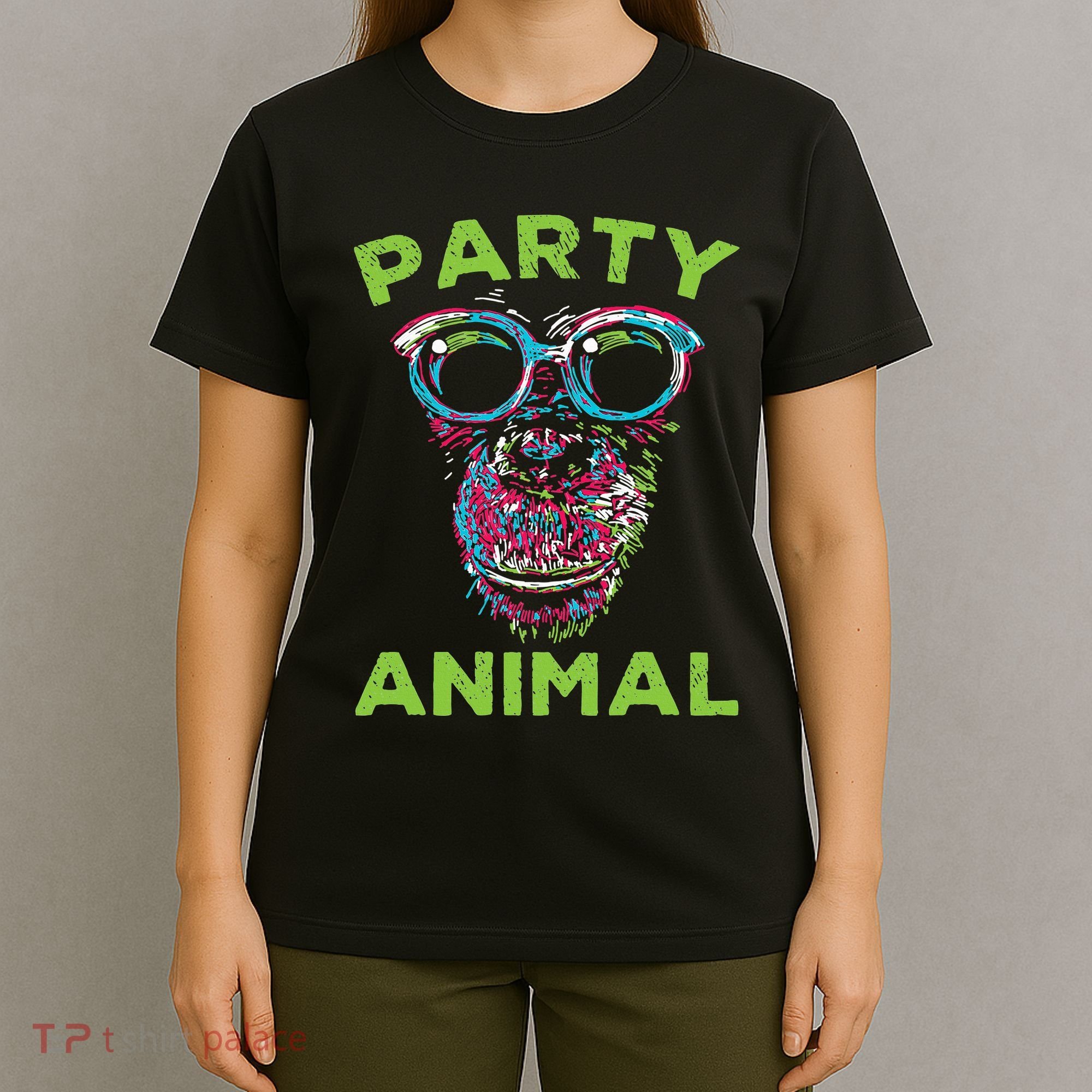 Cute Chimpanzee Party Animal Lover Colorful Monkey T-Shirt