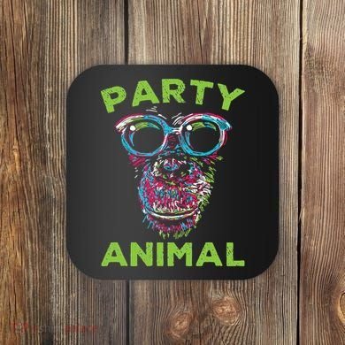 Cute Chimpanzee Party Animal Lover Colorful Monkey Coaster