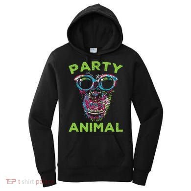 Cute Chimpanzee Party Animal Lover Colorful Monkey Women's Hoodie