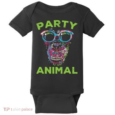 Cute Chimpanzee Party Animal Lover Colorful Monkey Baby Bodysuit