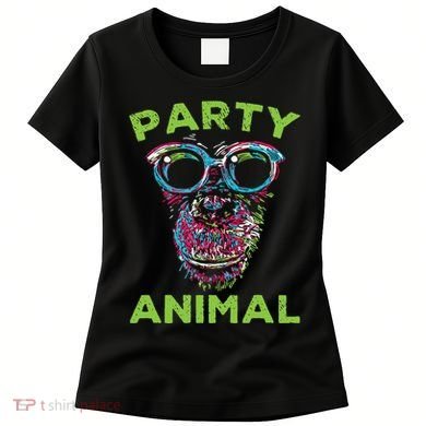 Cute Chimpanzee Party Animal Lover Colorful Monkey Women's T-Shirt