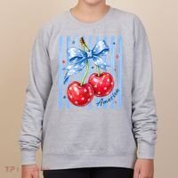 Cute Coquette Patriotic USA America Red White Blue Cherries Women's Sweatshirt thumb 0