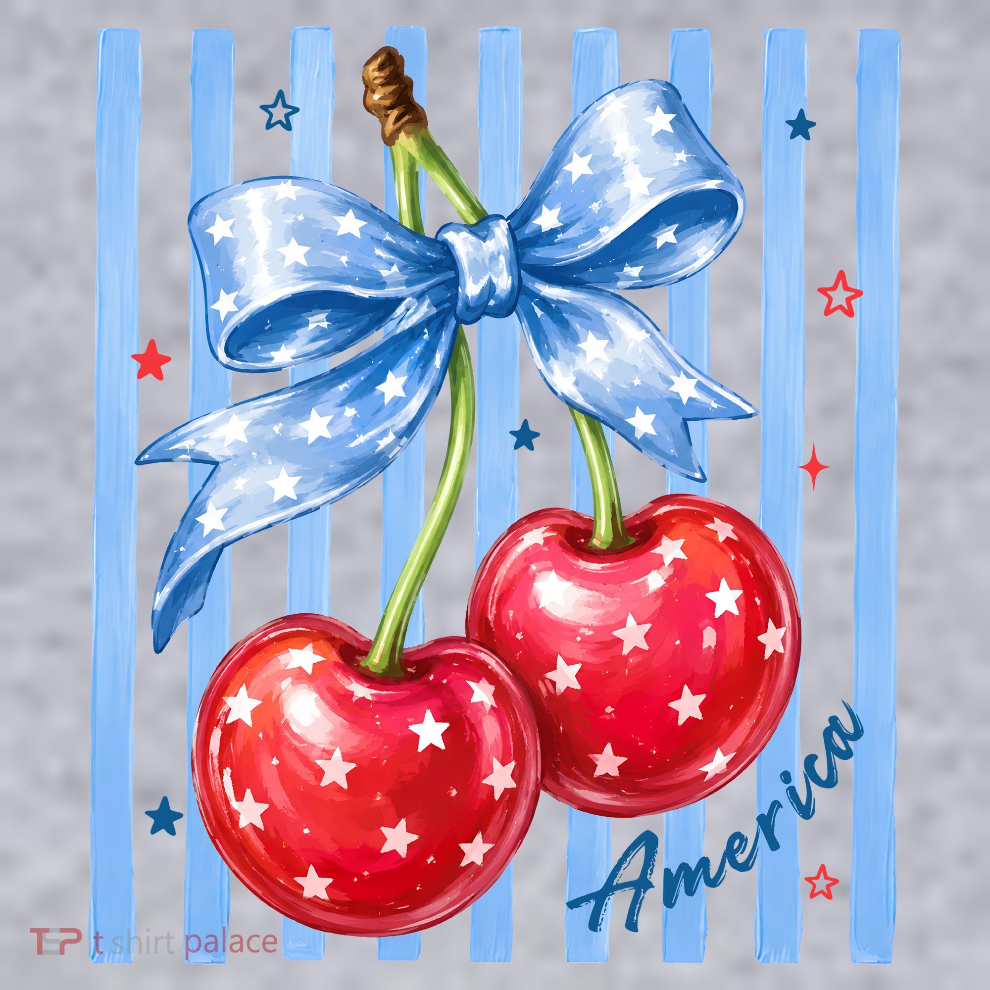Cute Coquette Patriotic USA America Red White Blue Cherries Women's Sweatshirt