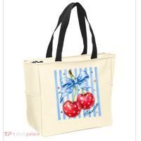 Cute Coquette Patriotic USA America Red White Blue Cherries Tote Bag thumb 2