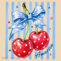 Cute Coquette Patriotic USA America Red White Blue Cherries Tote Bag thumb 4