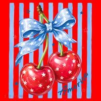Cute Coquette Patriotic USA America Red White Blue Cherries Santa Hat thumb 1