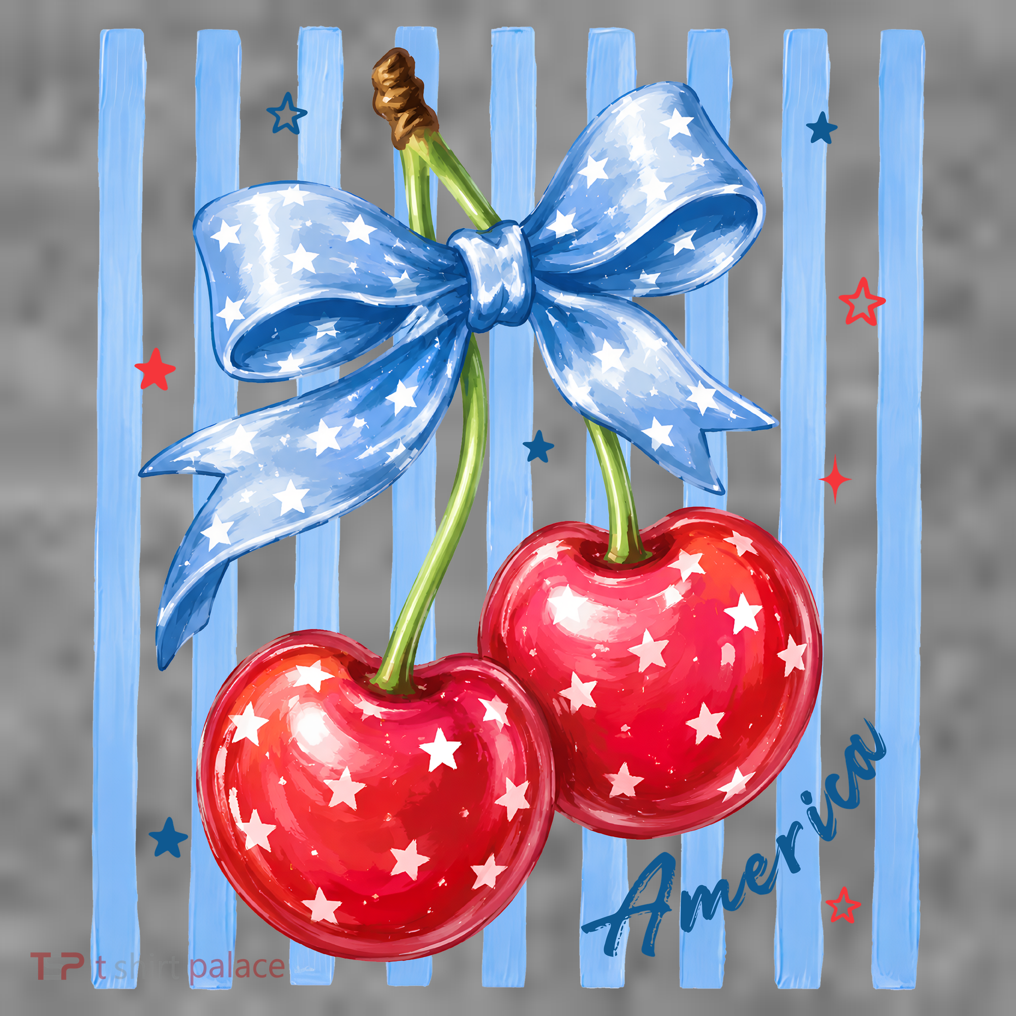 Cute Coquette Patriotic USA America Red White Blue Cherries Toddler Hoodie