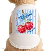 Cute Coquette Patriotic USA America Red White Blue Cherries Doggie Tank thumb 0