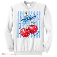 Cute Coquette Patriotic USA America Red White Blue Cherries Sweatshirt thumb 0