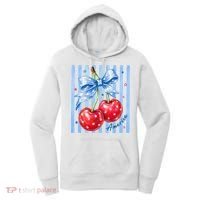 Cute Coquette Patriotic USA America Red White Blue Cherries Women's Hoodie thumb 0