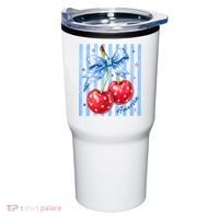 Cute Coquette Patriotic USA America Red White Blue Cherries Tumbler thumb 0