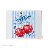 Cute Coquette Patriotic USA America Red White Blue Cherries Mousepad thumb 0