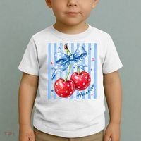 Cute Coquette Patriotic USA America Red White Blue Cherries Toddler T-Shirt thumb 2