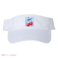 Cute Coquette Patriotic USA America Red White Blue Cherries Visor thumb 0