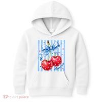 Cute Coquette Patriotic USA America Red White Blue Cherries Kids Hoodie thumb 0