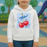 Cute Coquette Patriotic USA America Red White Blue Cherries Kids Hoodie thumb 3