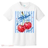 Cute Coquette Patriotic USA America Red White Blue Cherries Kids T-Shirt thumb 0