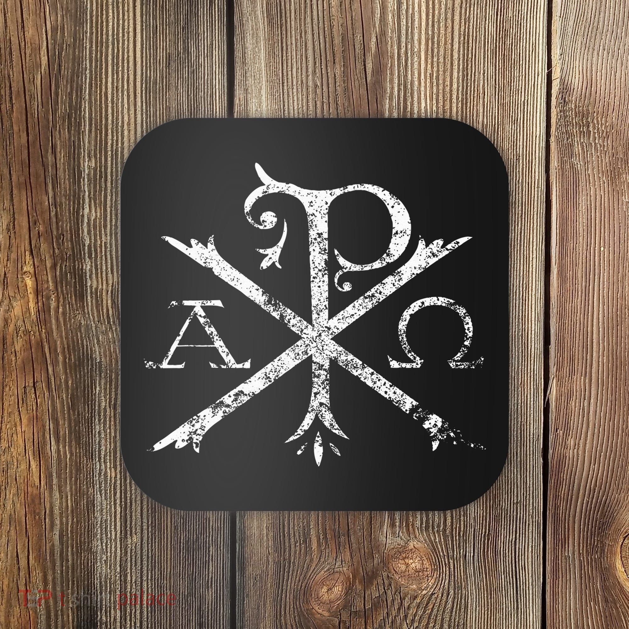 Christian Chi Rho Labarum Christogram Cross Faith Coaster